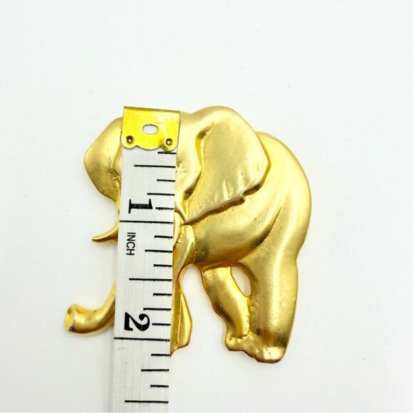 Gold Tone Elephant Large Brooch Pin - Picture 6 of 7